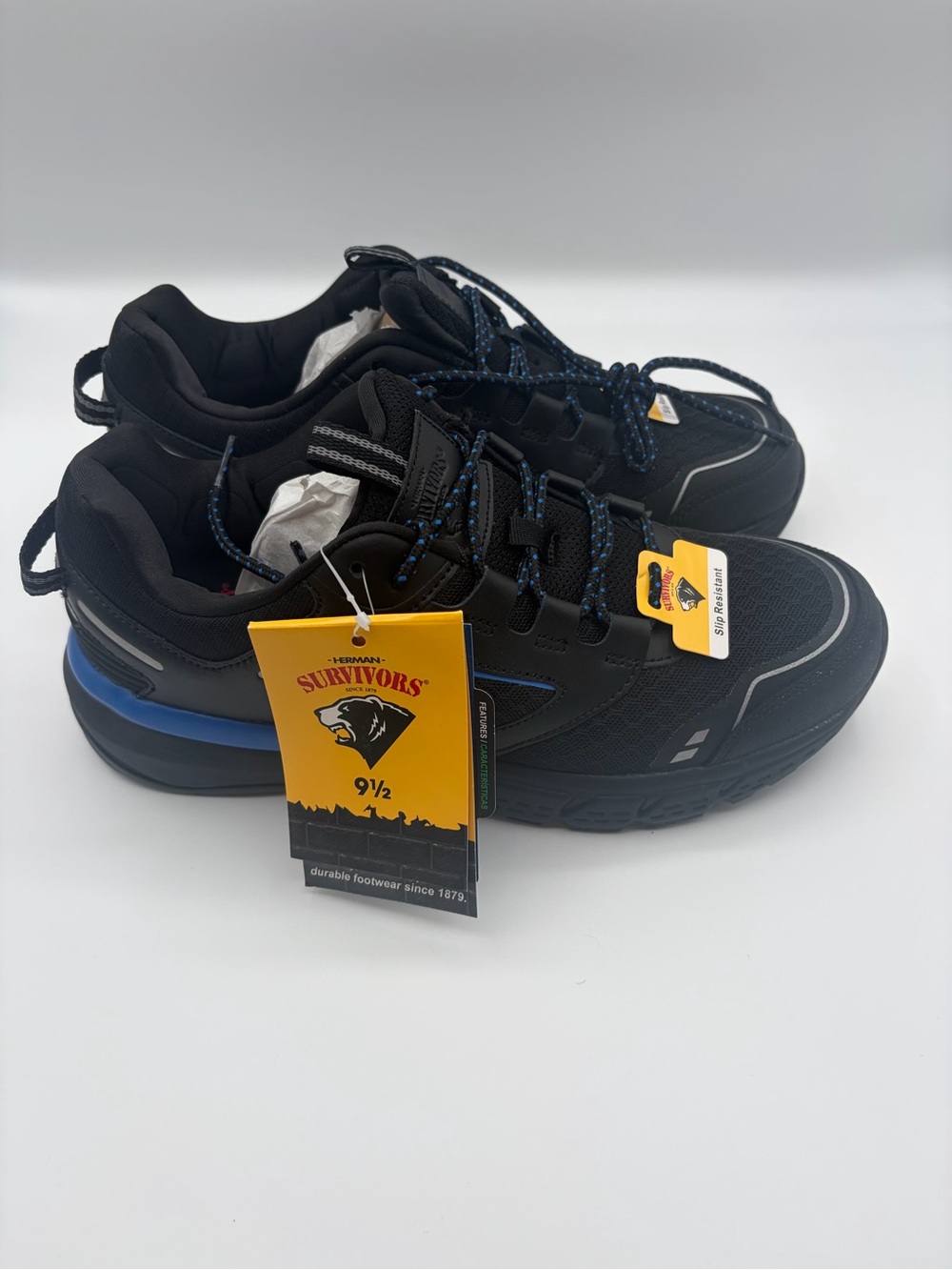 Survivors Men's Size 9.5 Black & Blue Athletic Work Shoes